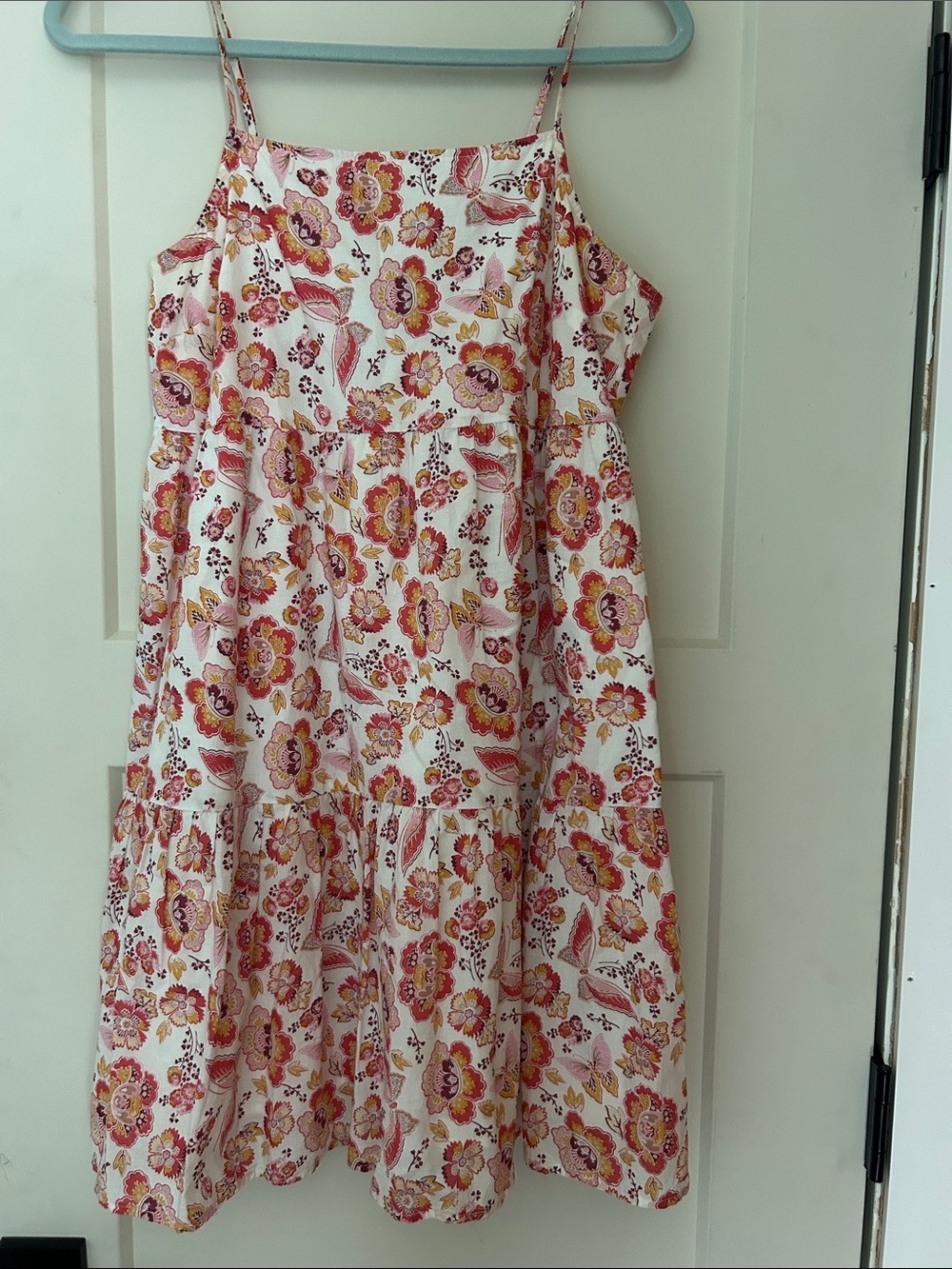 LOFT White Sundress with Pink & Yellow Floral Print